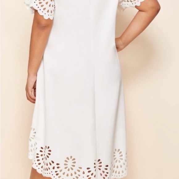 She in Plus 0XL White Scallop Dress Hi Lo - Picture 2 of 2